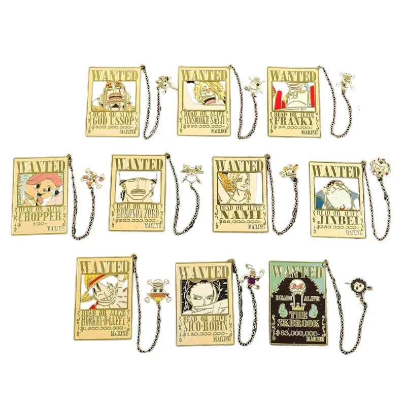 One Piece Monkey·D. Luffy Roronoa Zoro Nico Robin Marque-page en métal créatif personnalisé Marque-page de lecture pratique pour les étudiants