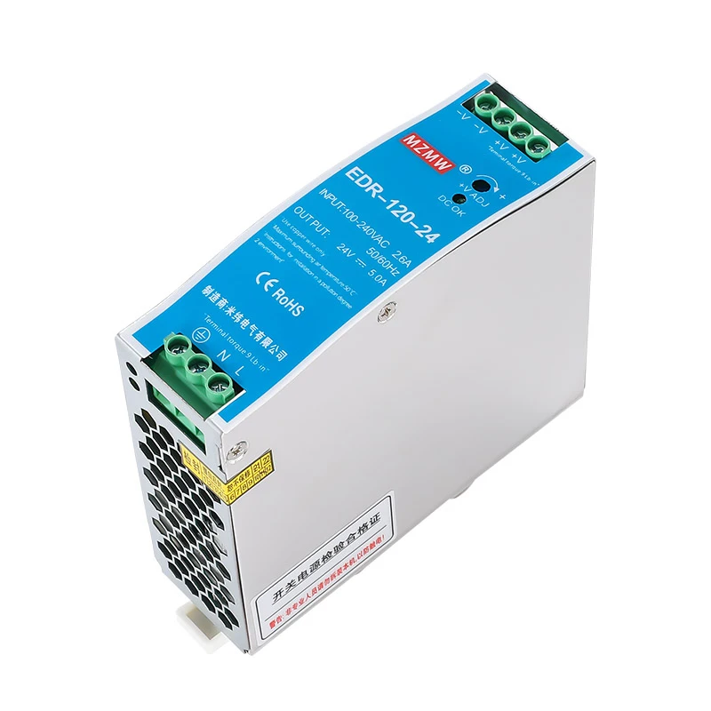 Imagem -02 - Mzmw 120w Din Rail Switching Power Supply 12v 10a 24v 5a 48v 2.5a Volt ac dc Saída Única Industrial Edr120-12 Edr-12024