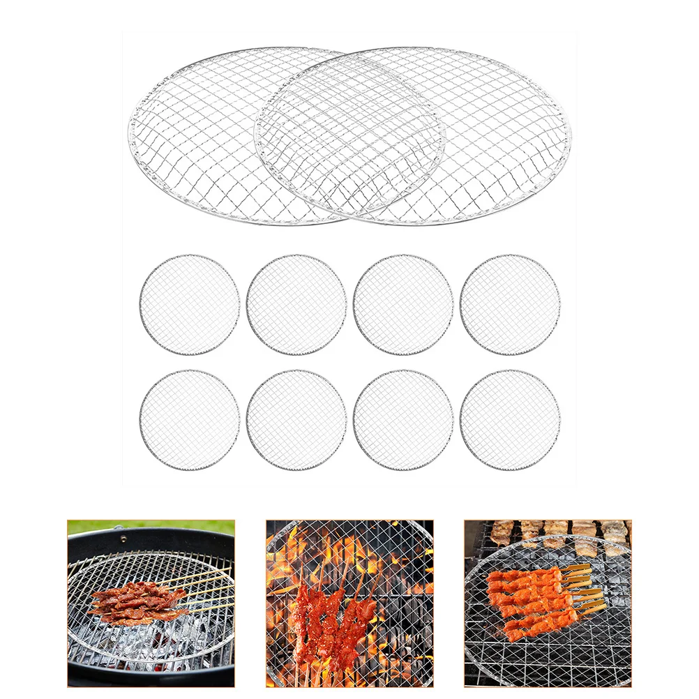 

10Pcs Metal Grill Mesh Cooking Mat for Campfire Grilling Baking Fish Vegetables Portable Bbq Rack Replacement Grilling Mat