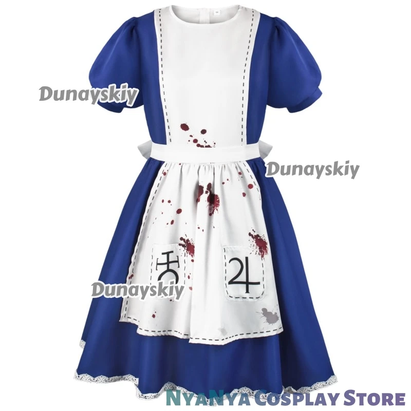 애니메이션 앨리스 공주 드레스 메이드 앞치마 드레스 게임 매드니스 코스프레 의상 여성 소녀 할로윈 파티 섹시 카와이 의상 여성용