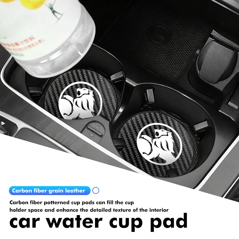 For Holden 2Pcs Car Carbon Fiber Coaster Anti-Slip Water Cup Drink Mat Captiva Commodor VZ VE Colorado Caprice VT VX VU VY