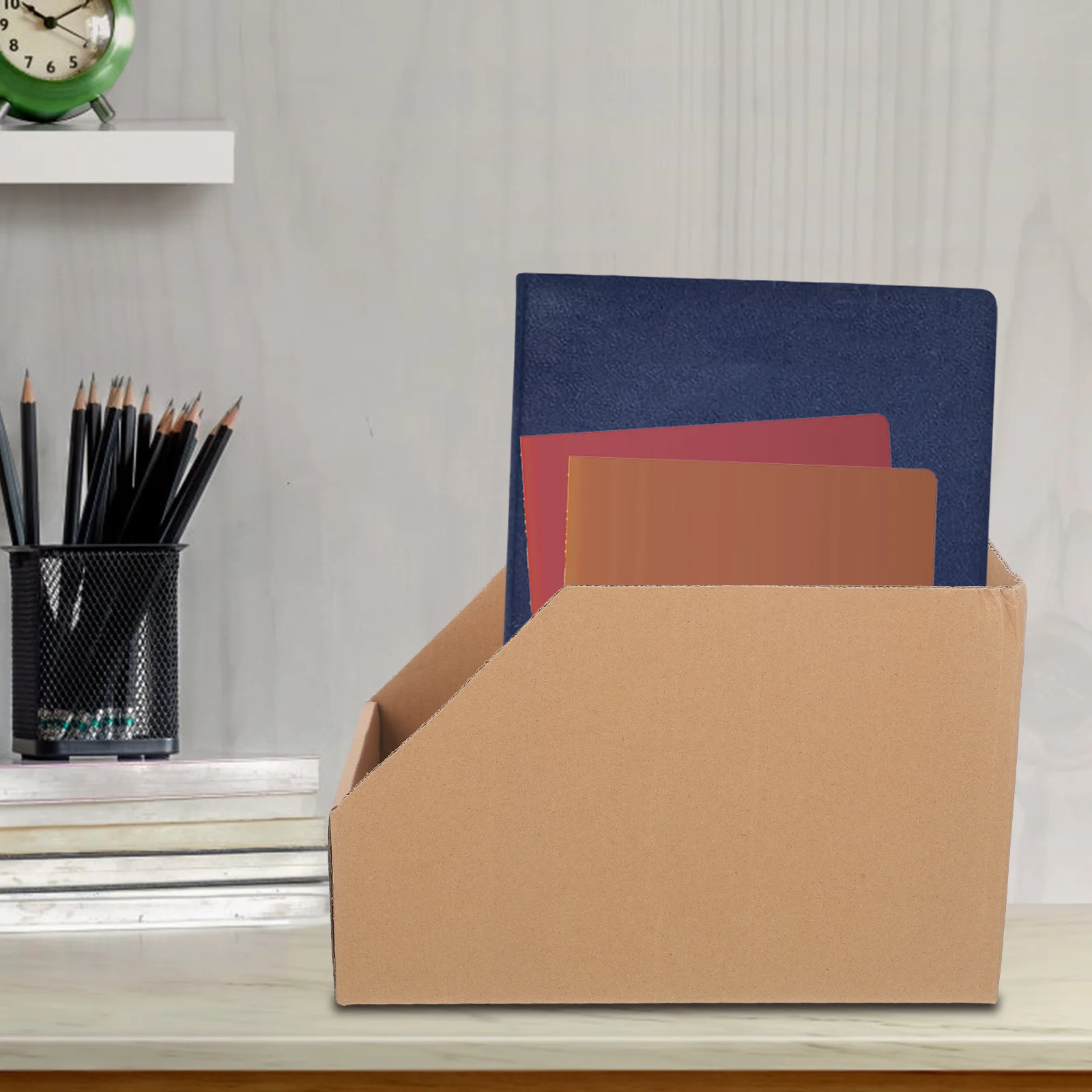 

1 Pc Cardboard Storage Bin 30x15x20x9 Cm Corrugated Paper Basket Desk Office Home Kitchen Pantry Storage Solution