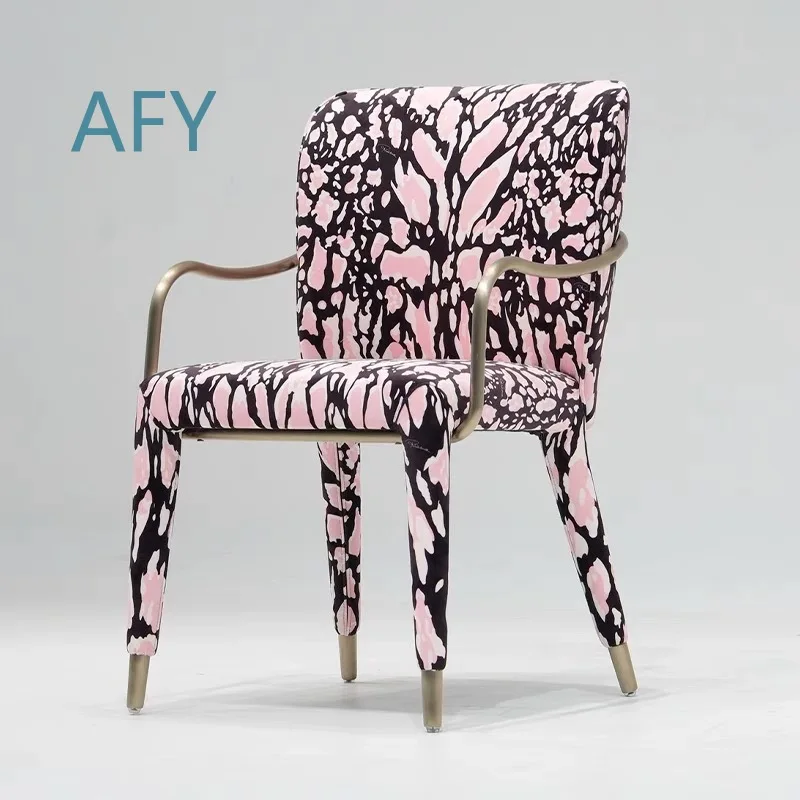 Luxury Pure Copper Dining Chair with Armrests Modern High-End Designer Single Seater for Villa Showroom Home Use Artistic