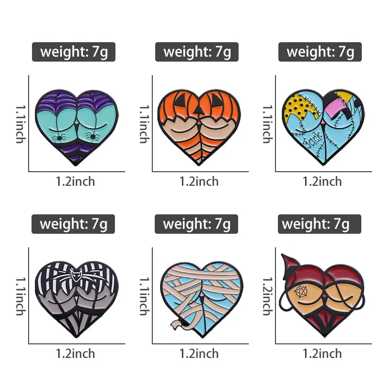 Sexy Butt Alloy Pin Badge Heart Shape Booty Brooch Jewelry Women Lapel Backpack Gift Wholesale