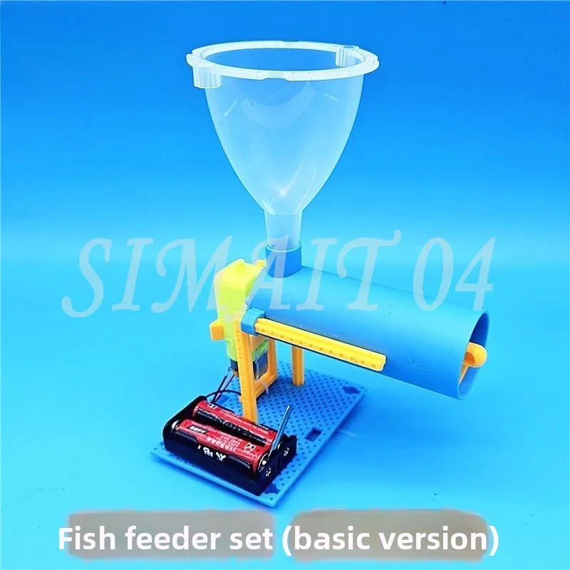 Homemade Fish Feeder Set, Feeder, Screw Propulsion Rod Model, Scientific and Technological Invention, Material Package