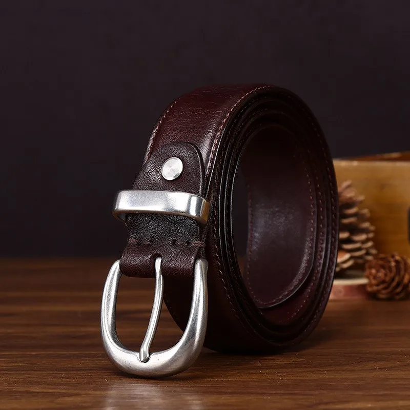 Fashionable and light luxury belt men's leather top layer needle versatile suitable for women