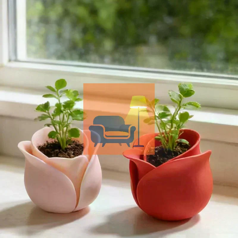 Rose Shape Basin Flowerpot Creative Mini Plant Pots For Daily Gardening Home Decoration Flowerpots