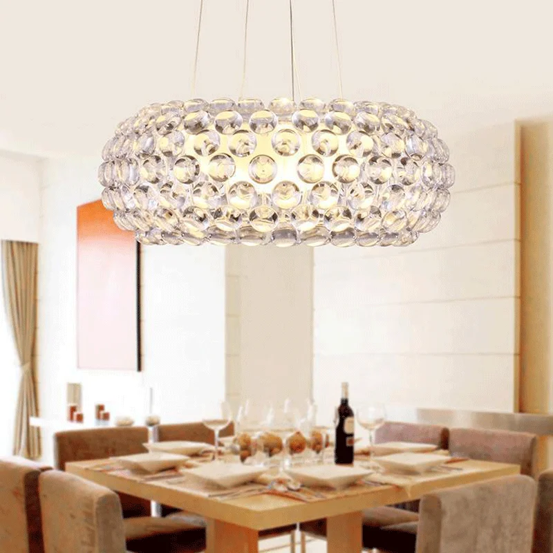 American Modern Living Room Acrylic 120-220V Bulb Chandelier Gloss Dining Room Transparent Gold Chandelier Home Decor LED Gloss