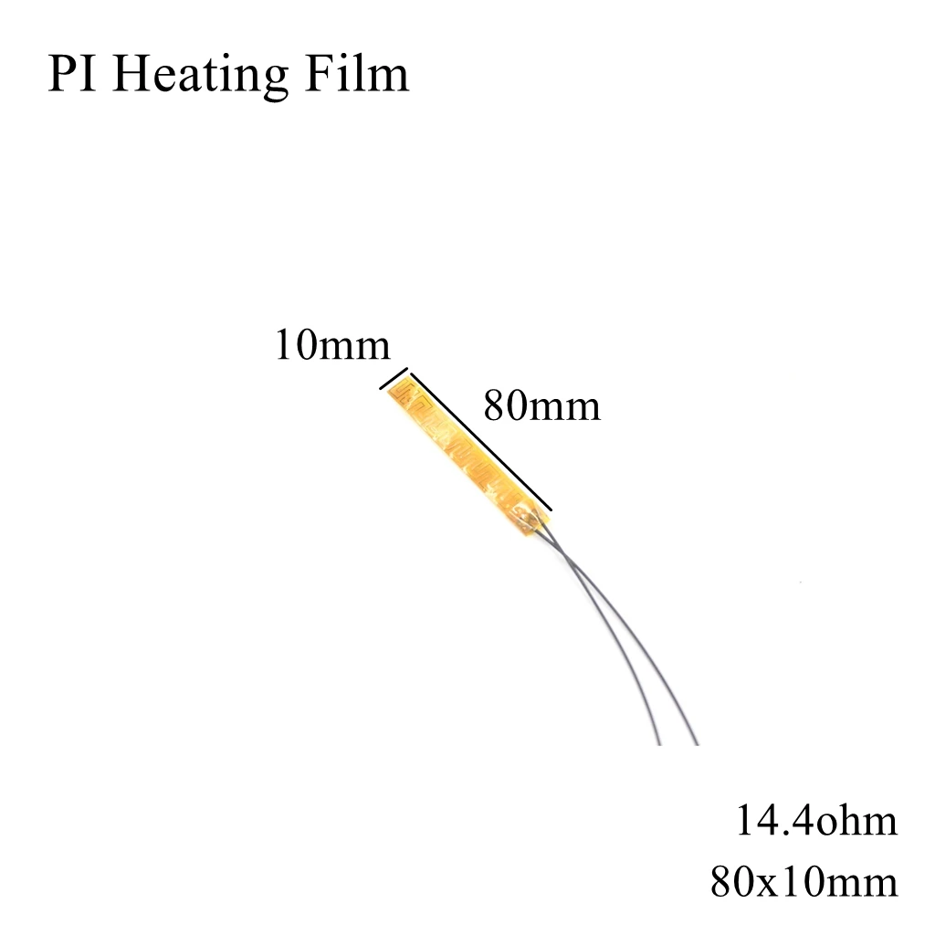 80x10mm 5V 12V 24V 110V 220V PI Heating Film Polyimide Adhesive Electric Heater Plate Panel Pad Mat Fuel Foil Oil Engine Tank