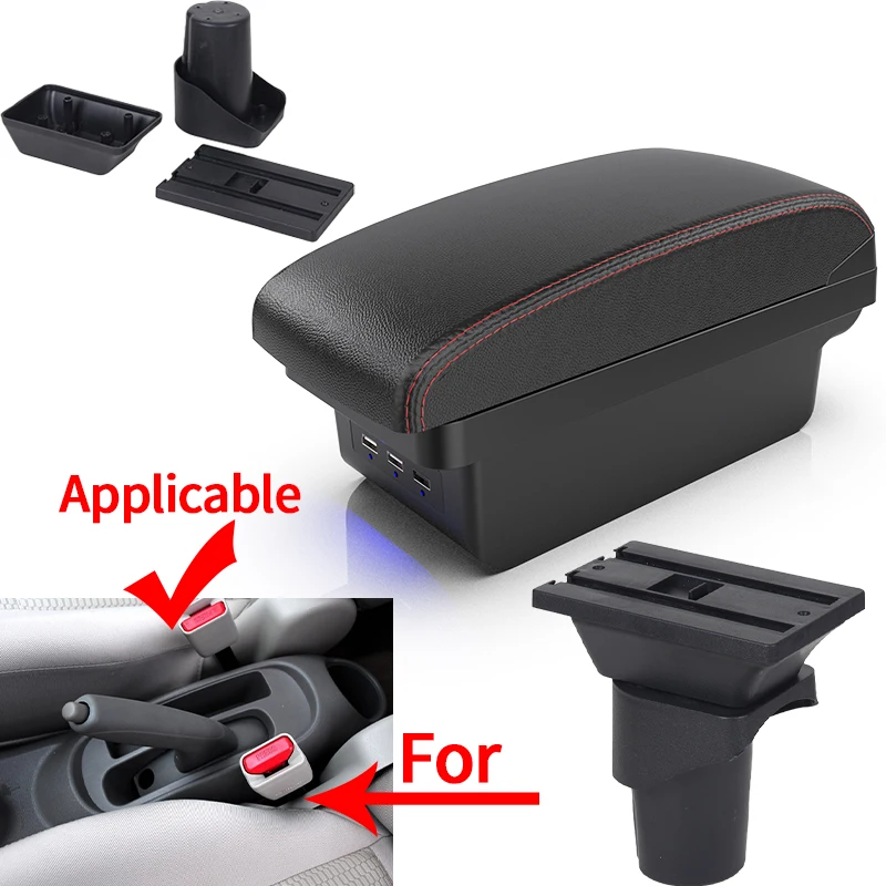 For Nissan March Micra K13 armrest Nissan Sunny center console upgrade double-layer storage box 2011-2016 car USB accessories