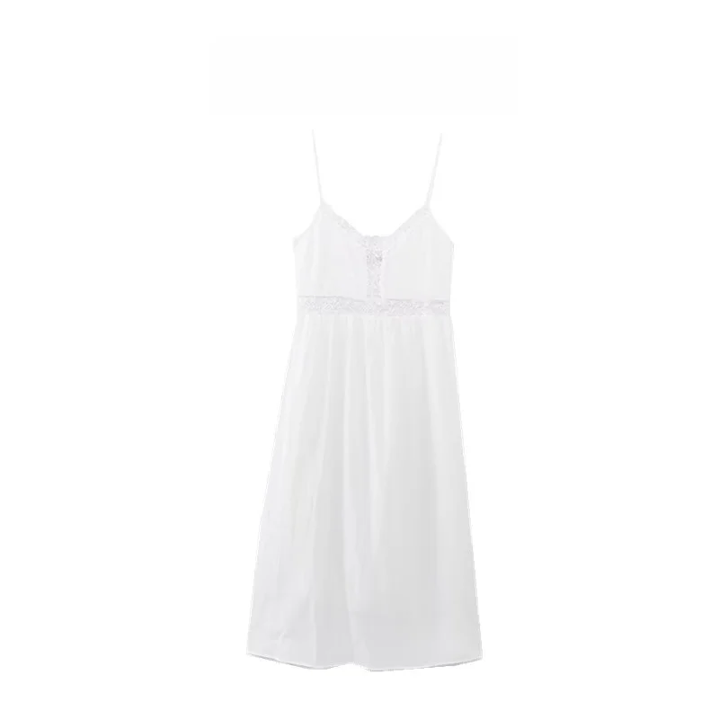 Estate delle nuove donne lungo senza spalline ricamato V-ne Dr a vita alta gonna a trapezio Sle casual confortevole cotone Dr