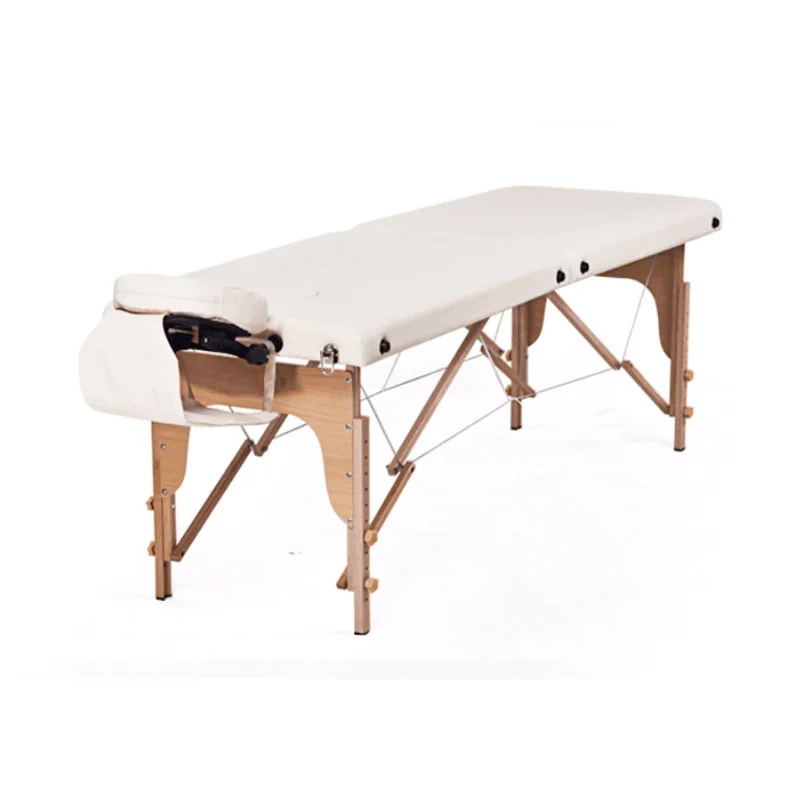 

Massage Bed Portable Massage Table PVC Leather Spa Bed Solid Wood Beauty Bed for Home Commercial Use Adjustable Treatment Bed