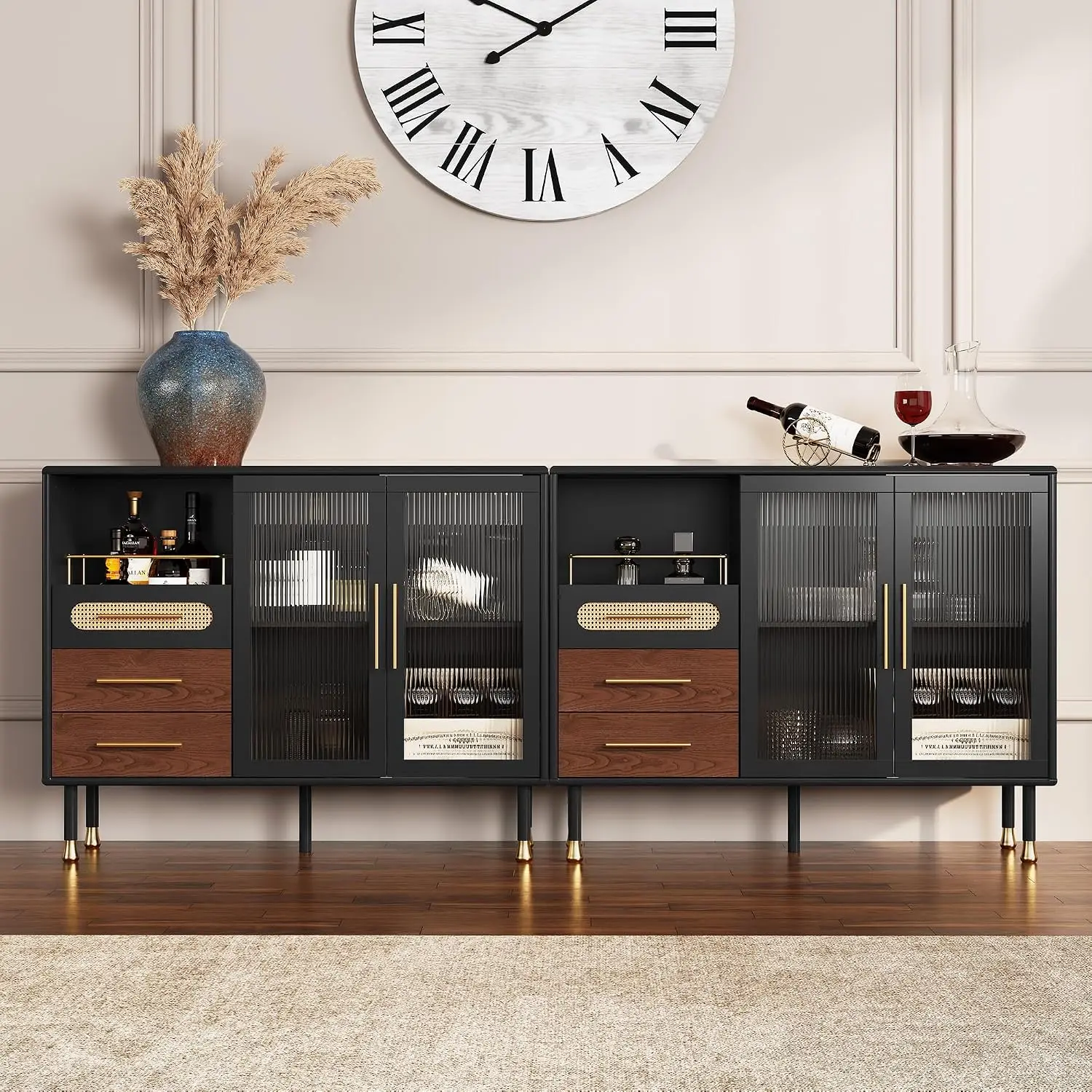48" Bar Cabinet with Wine Storage & Drawers, Sideboard with Wine Racks for Kitchen Dining Living Room, Customized image 6