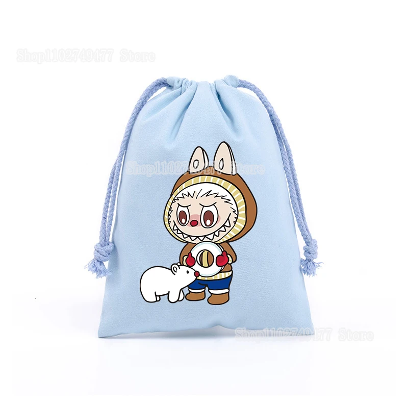 NEW Labubu Drawstring Bag Cartoon Cute Large Capacity Storage Bag POP MART Holiday Candy Gift Bag Handheld Bundle pocket