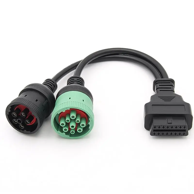 THIVN-OBD2 Truck Diagnostic Tool 16 Pin SAE J1708 CAN J1939 Connector Cable- OBD To OBD2 Interface(6 Pin 9 Pin) For Cummins