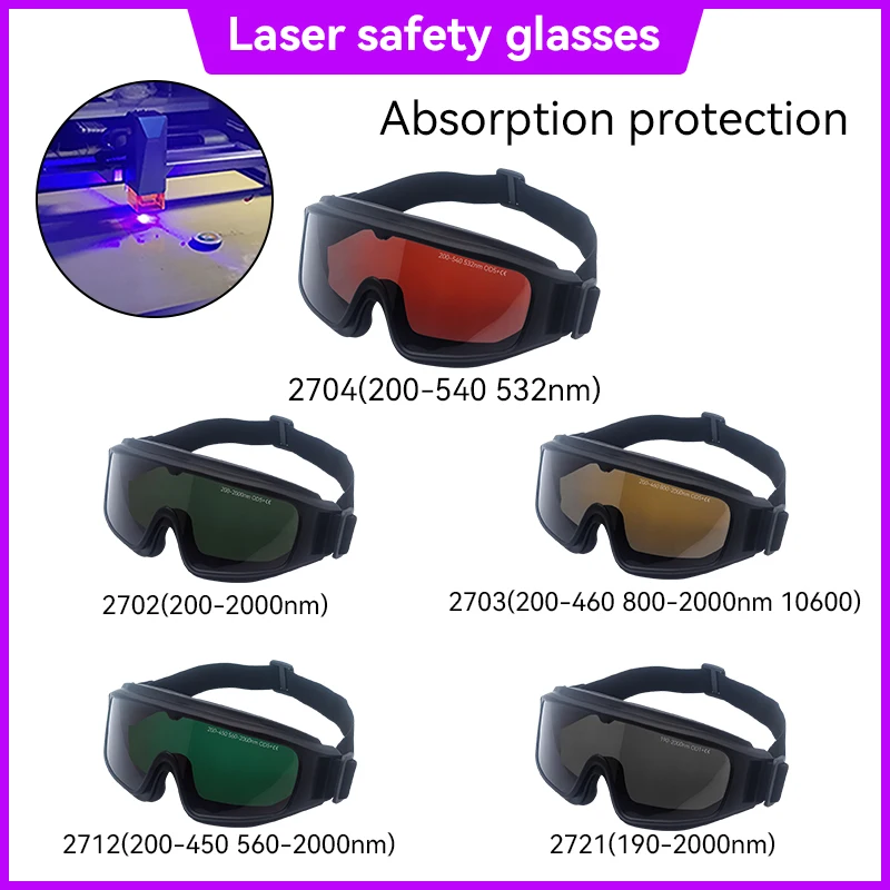 Laserowe okulary ochronne 190-2000nm Certyfikowane okulary laserowe diodowe Detektor Gogle laserowe