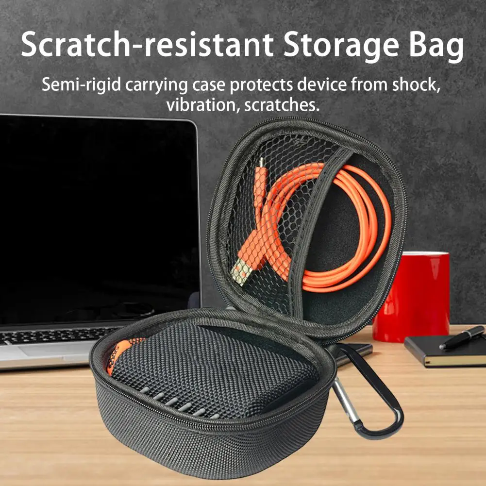 Storage Bag for Gadgets Semi rigid Carrying Case for Devices Durable Hard Case with Mesh Pocket Hanging Hook for Micro