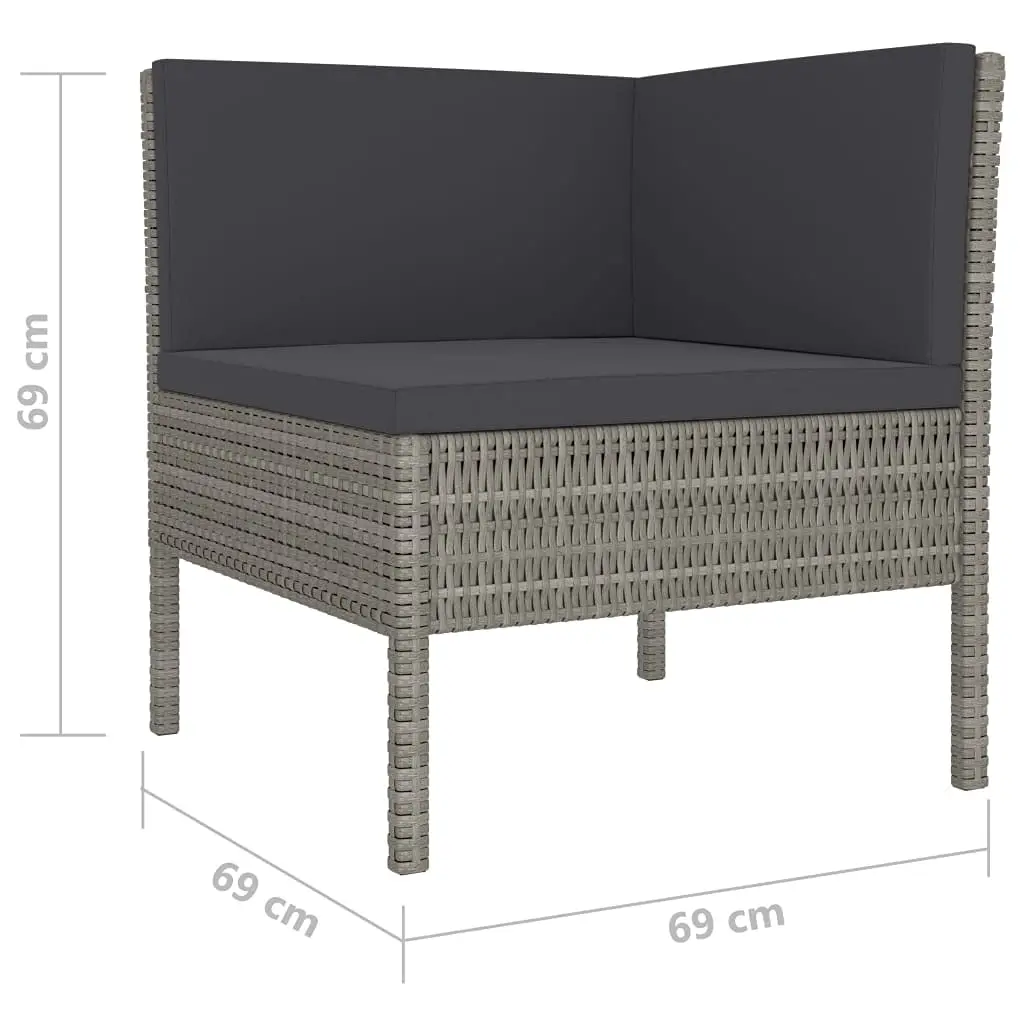 4-Piece Gray Poly Rattan Patio Lounge Set with Expandable Table & Cushions for Garden Deck Porch Poolside, Customized