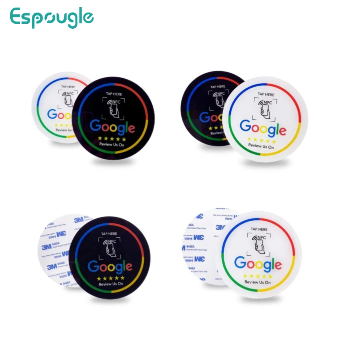 

50pcs NTAG 213 215 Diameter 10CM NFC Google Reviews Table Sticker 13.56MHz Programmable Acrylic with Self-adhesive Backing