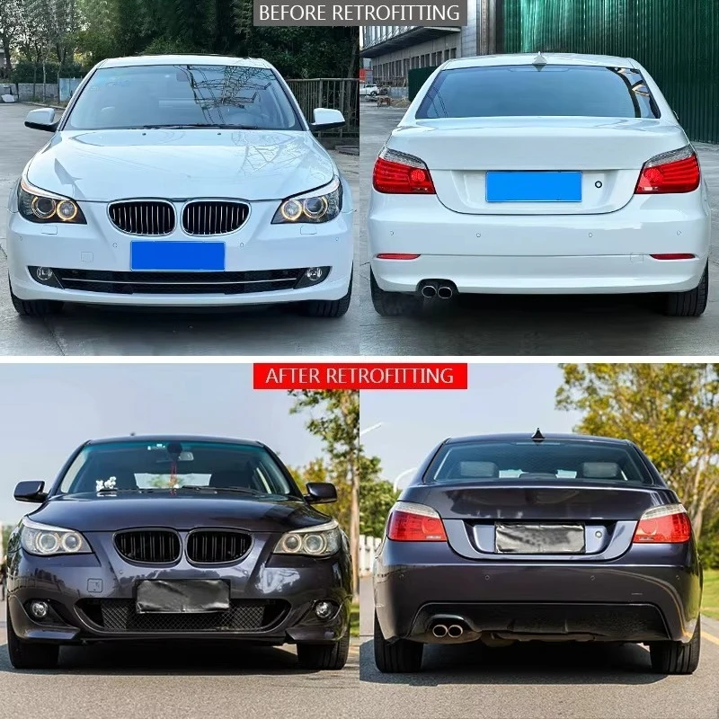 2004-2010 5 Series E60 Facelift Surround Kit Bolt-On Front Rear Bumper With Fog Light Exterior Upgrade PartsCar Parts Body Kit