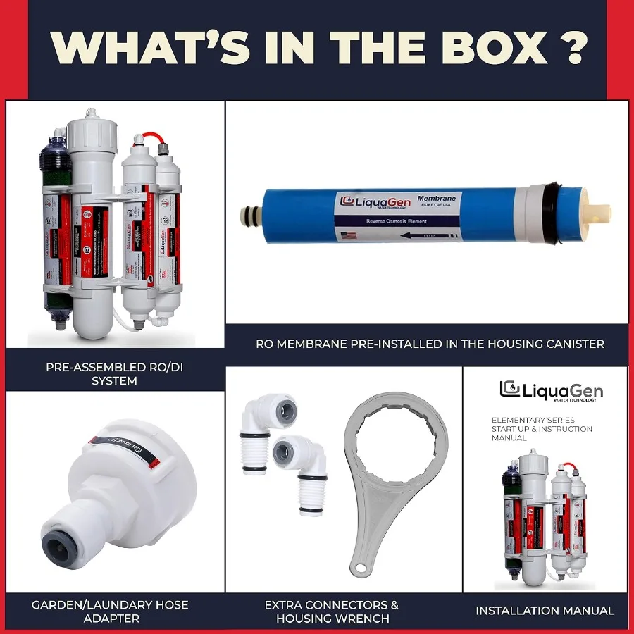 4 Stage Reverse Osmosis and Deionization RO/DI Portable Space Saver Water Purification System Designed for Efficient Aquarium F
