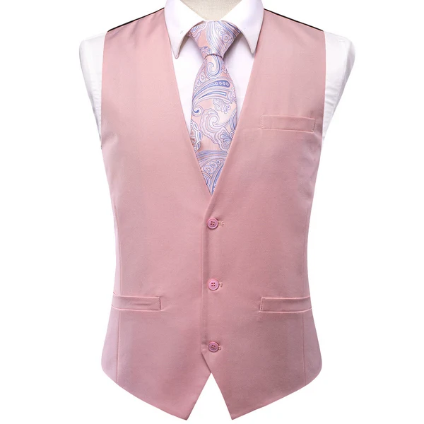 VerveRow Herren Beige Matte V-Ausschnitt Einfarbige Weste, Mehrfarbig Staubiges Rosa/Dunkelgrün/Beige/Gelb für Hochzeitsbankette – Detail 3