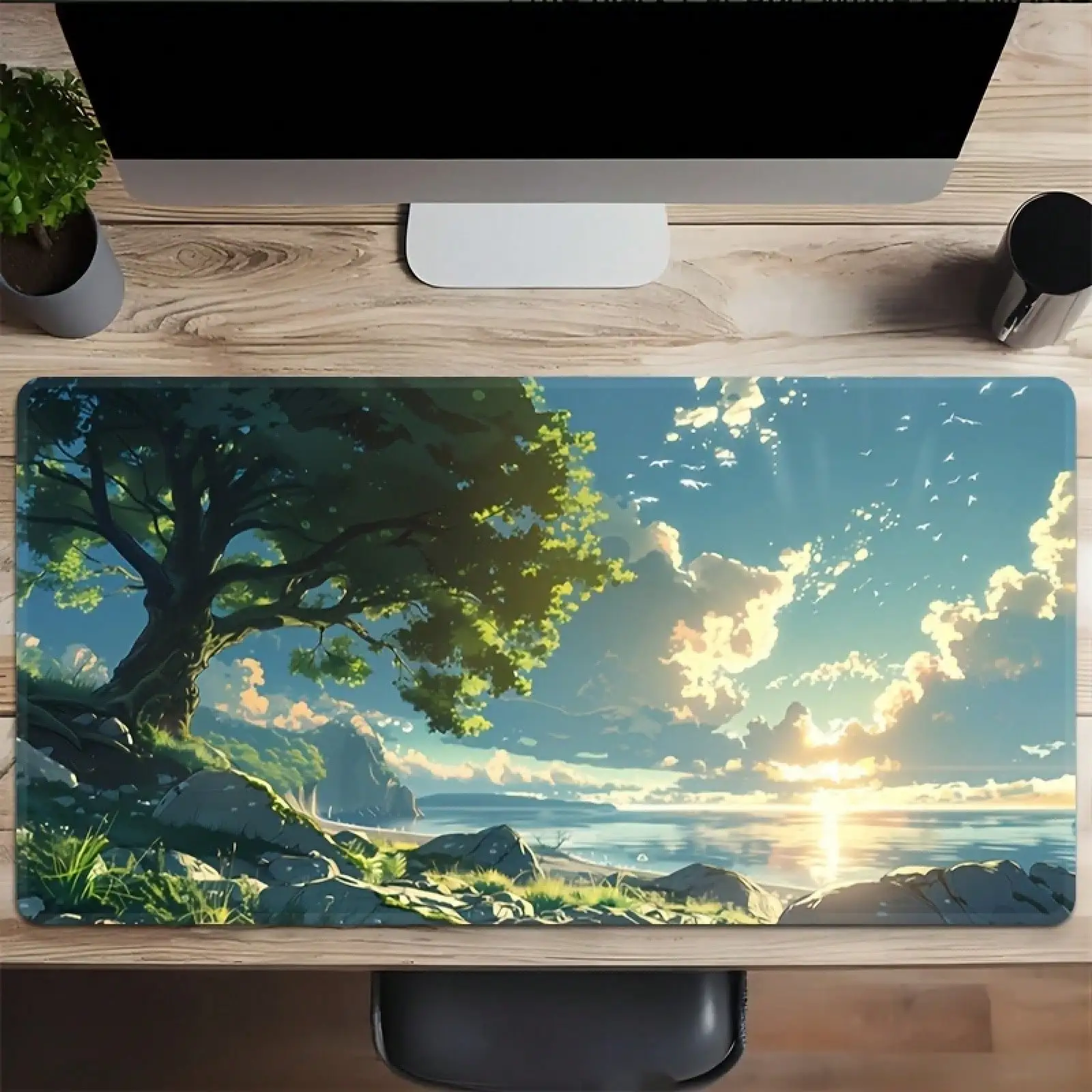 

Large Beach Tree Desktop Mat - PC Accessories, Gaming Mouse Pad, Keyboard Mat, Laptop Rubber Mat - Suitable For Office Computers, Laptops, And Gaming - Non-Slip, No Battery Included