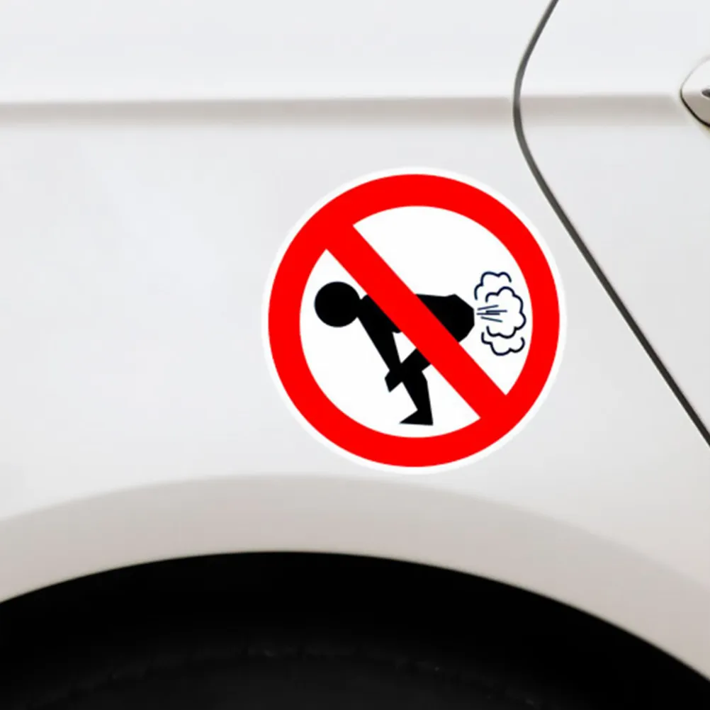 

5pcs No Farting Decal Sticker Strong Adhesion Window Decoration Auto Body Warning Sign Car Stickers Car Window Decals