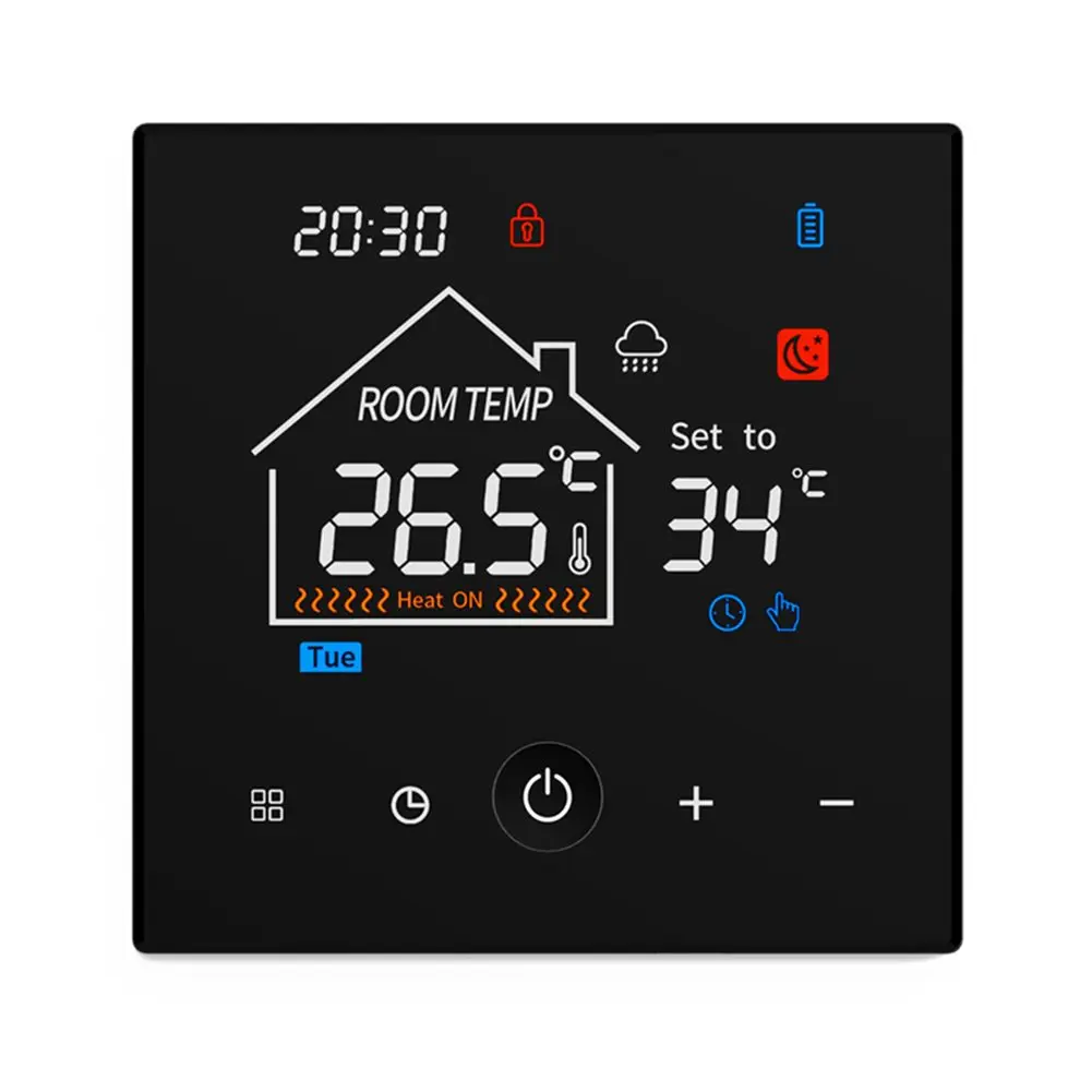 Digitale Kamercontroller LCD Thermostaat ABS Materiaal Kinderslot Functie Compact Formaat 86*86*24MM Voor ketelsystemen