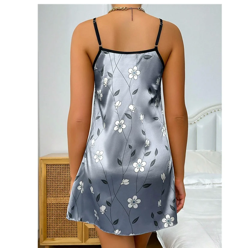Women's Satin Floral Print Nightdress