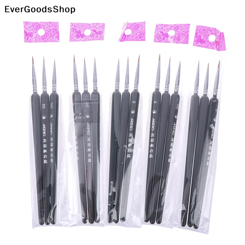New 3Pcs 0/ 00/ 000 Gouache Watercolour Sketch Lines Pens Miniature Paint Wolf Hair Brush Professional Smooth Brushes For Art