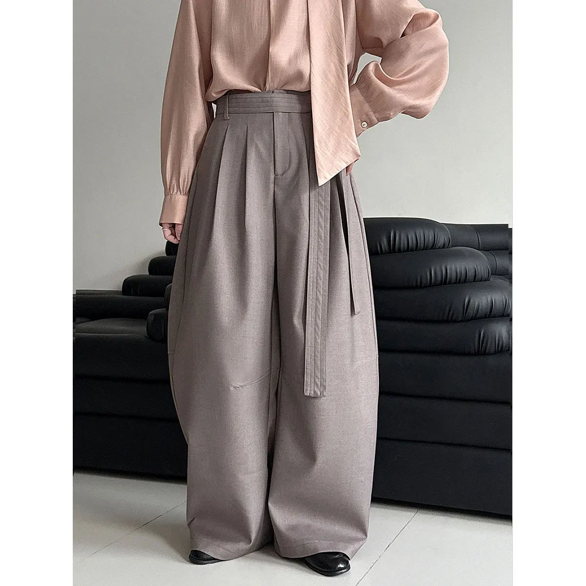 

Женские широкие брюки SuperAen однотонного цвета, новинка весны 2026, свободные, на шнуровке, с высокой талией, повседневные, полной длины