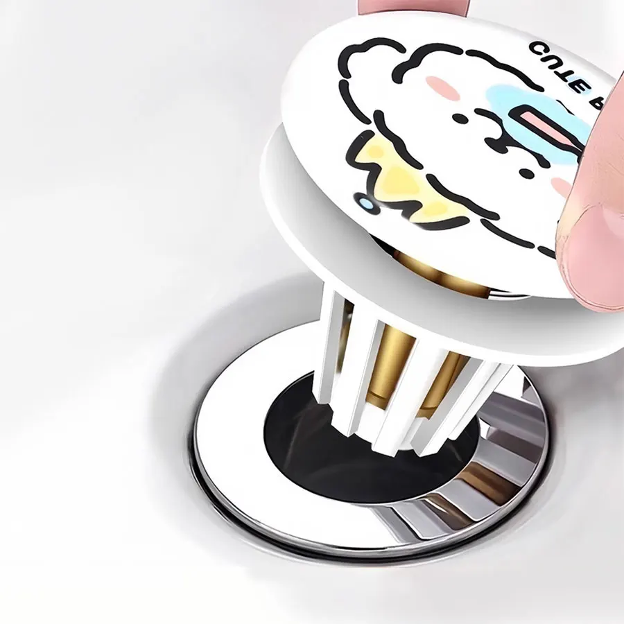 1Pcs Washbasin Sink Drain Plug, Press Type Washbasin Sink, Anti-Odor Plug, Bounce Core Floor Drain Bathroom Sink Clogging Filter