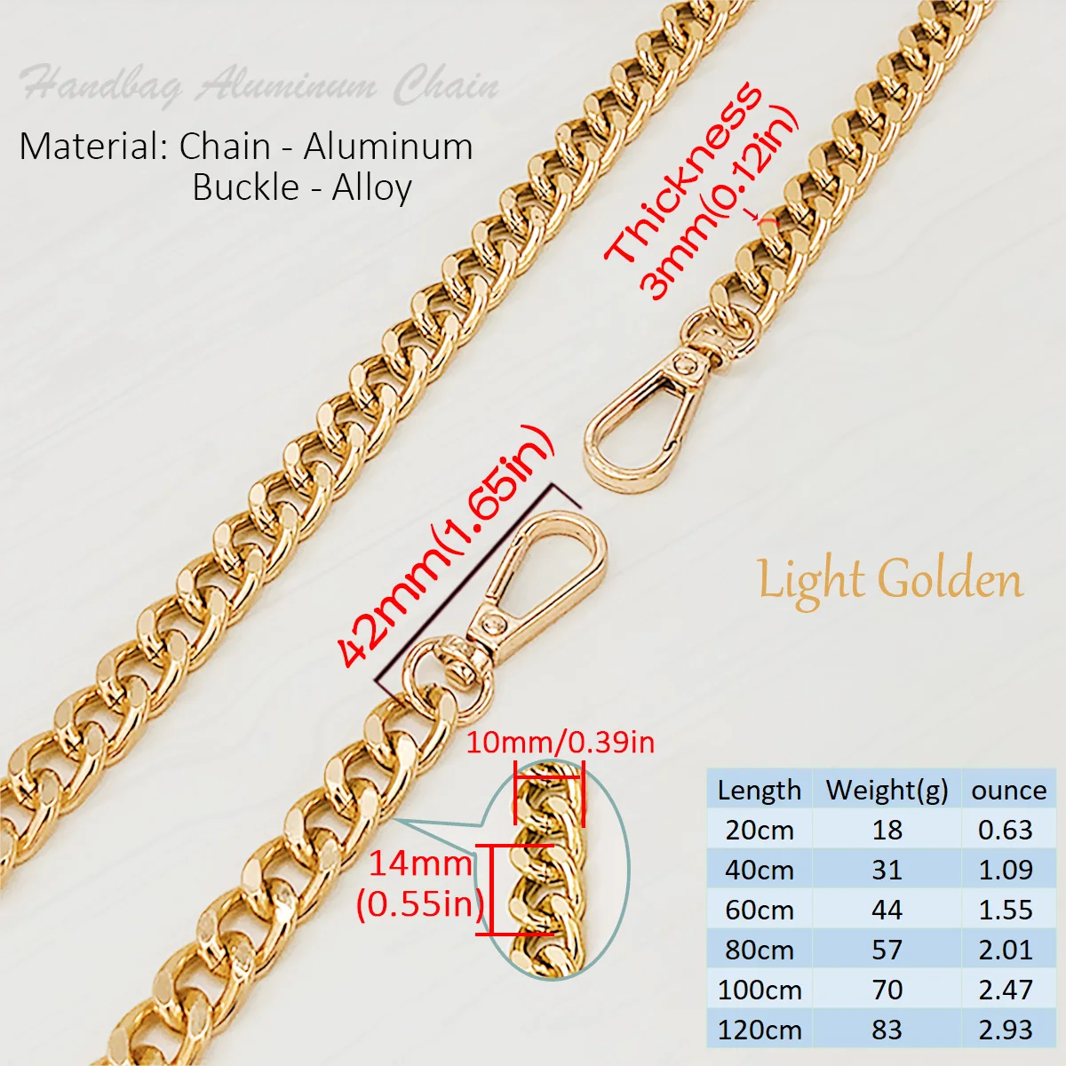 Metall-Aluminium-Taschenkette, Ersatzteile, Zubehör für handgewebte Schulterhandtasche, DIY handgefertigte abnehmbare Träger – Detail 4