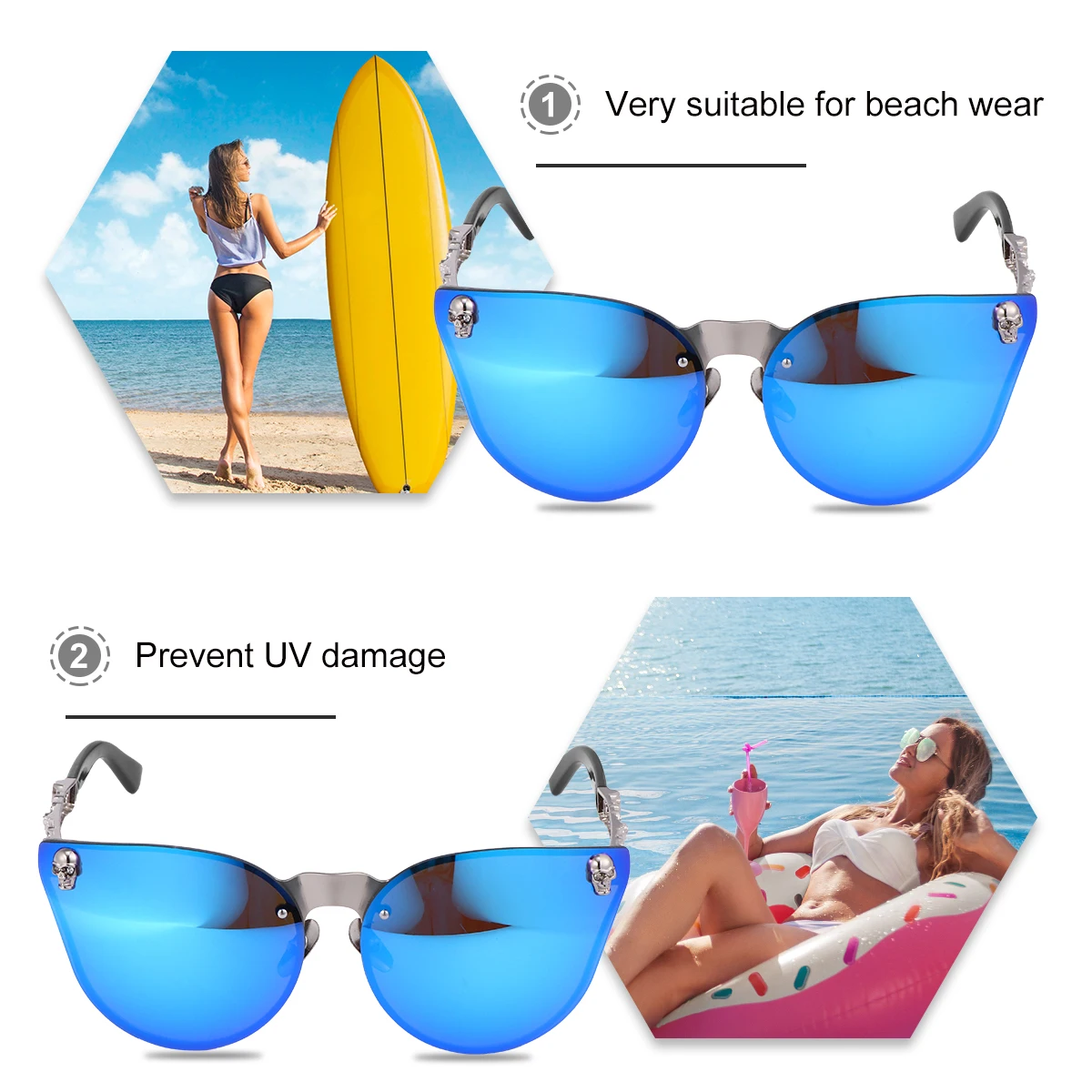 

Sunglasses Fashion Eyewear Sunglasses For Beach Women Stylish UV Protection Lightweight Travel Outdoor