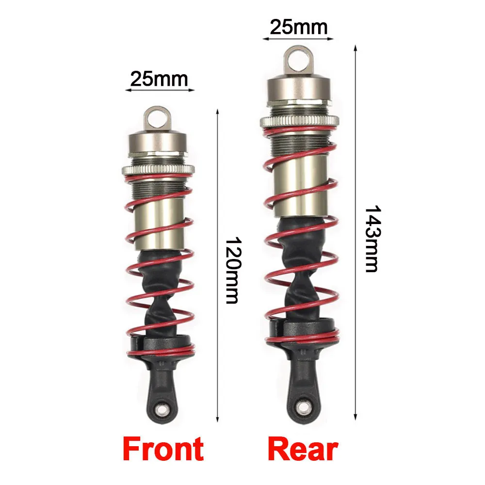 2PCS 120mm Front 2PCS 143mm Rear Damper Metal Negative Pressure Shock Absorber for 1/8 RC Car Buggy Truck Truggy HPI Redcat LRP