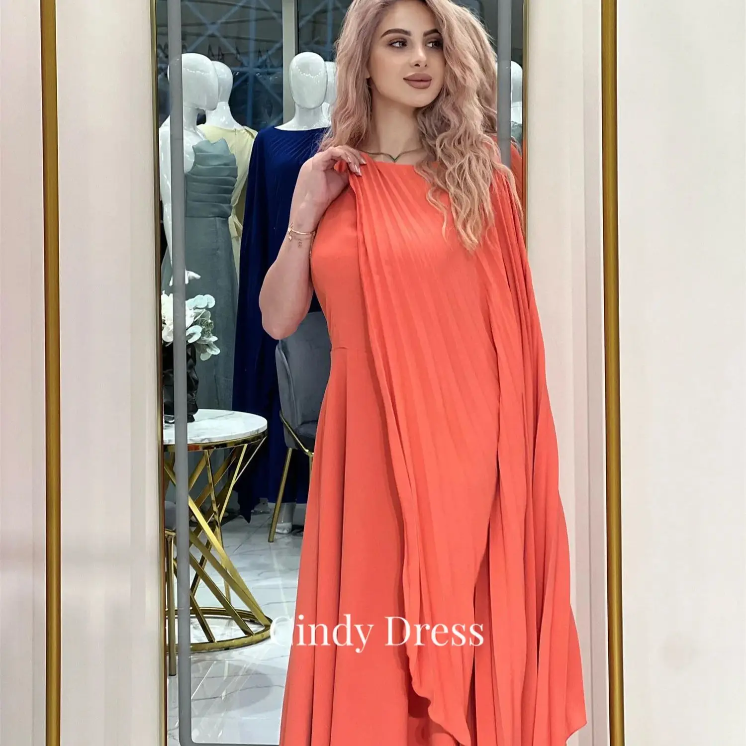 

Cindy Shawl Bridesmaid Dress Woman Grace Elegant Evening Dresses for Women Luxury Saudi Arabia Cocktail 2024 Chiffon Pleated