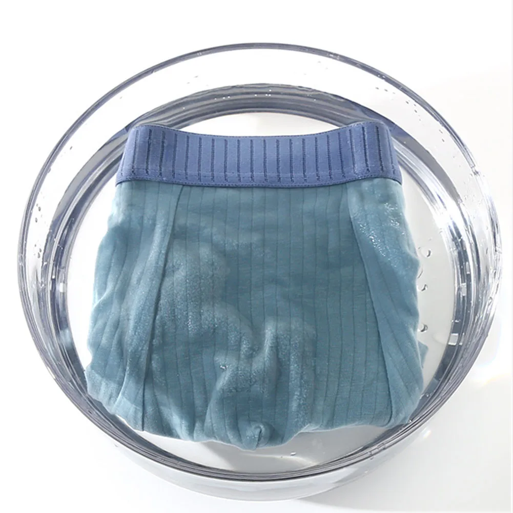 4 Pcs Men Cotton Soft Sexy Lingerie Striped SolidBoxers Stretch Underwear Home Breathable Men's Panties Underpant Men's Clothing