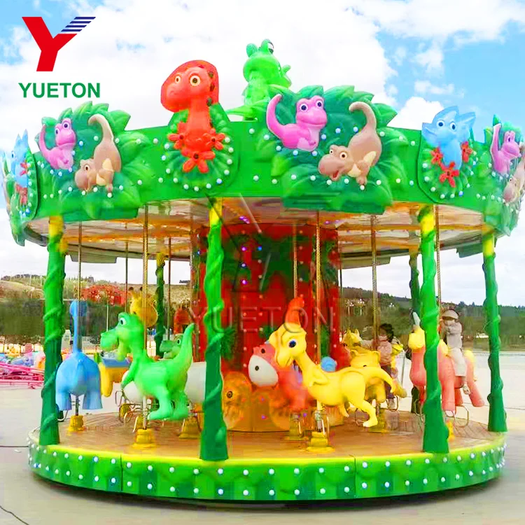 تصميم منخفض التكلفة معدات تسلية للأطفال 16 مقعدًا لركوب الدراجات الدائرية على شكل ديناصور مرحًا دائريًا للملاهي