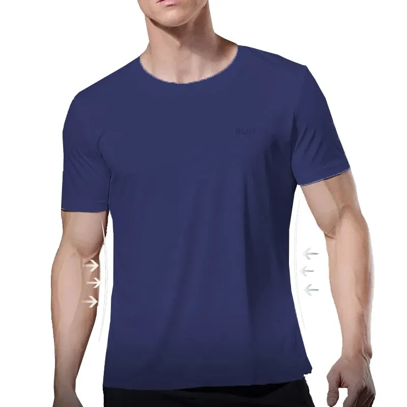 High Quality Polyester Men Running T Shirt Quick Dry Fitness Shirt Training Exercise Clothes Gym Sport Shirt Tops Lightweight