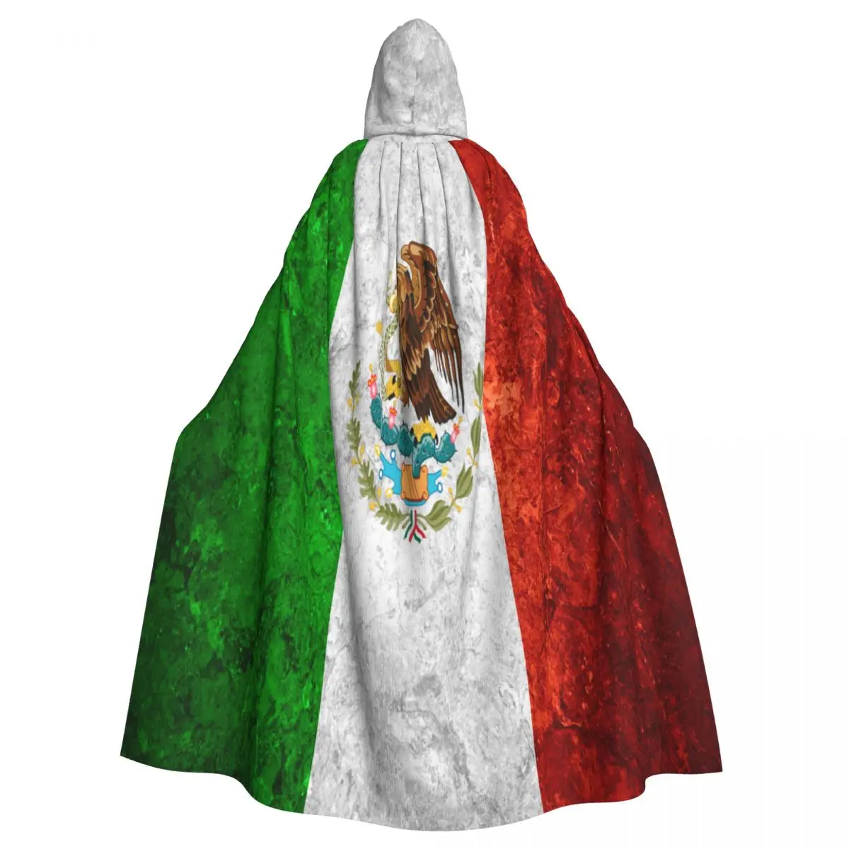 

Mexican Banner Flag On Vintage Hooded Cloak Coat Halloween Cosplay Costume Vampire Devil Wizard Cape Gown Party