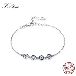 Kaletine 925 Sterling Silver Bracelet New Fashion Turkey Lucky Evil Eye Cubic Zirconia Genuine Silver Jewelry for Bracelet Women