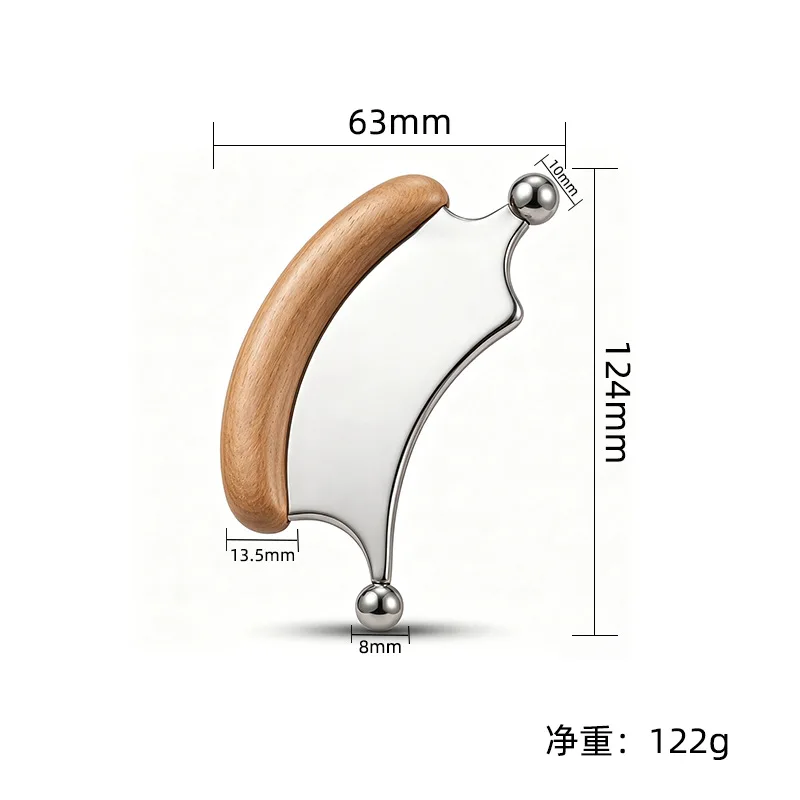 Beech Wood Handle Facial Massage Fascia Knife Stainless Steel Round Ball Massager Household Facial Care Tool Fitness Fasciotome