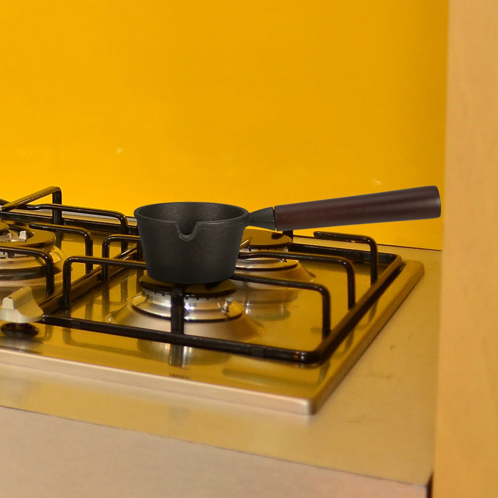 

Mini Egg Fry Pan Cast Iron Oil Dripping Cooking Pot Wooden Handle For Butter Melting Soup Stir Fry Saucepan Cast Iron