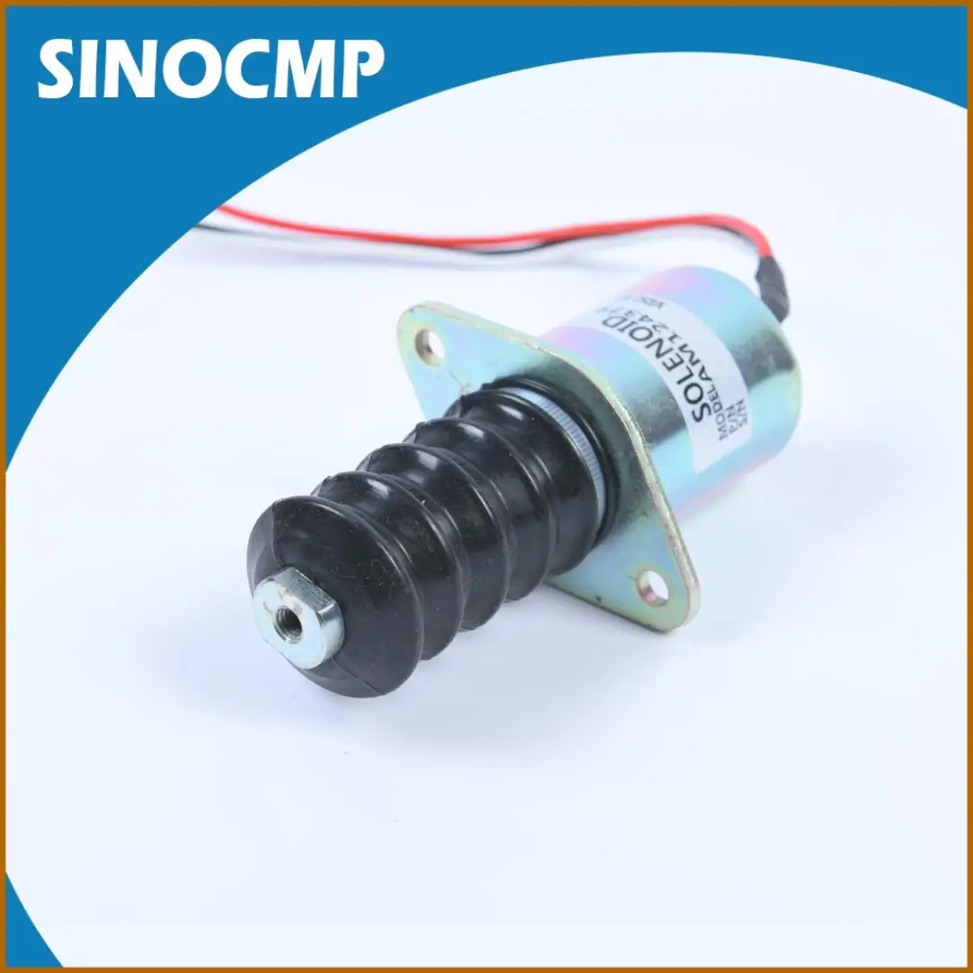 

SINOCMP 12V Fuel Shutoff Solenoid AM124379 for Excavator John Deere 415 455 F915 F925 F935 Front Mower with 3 months warranty
