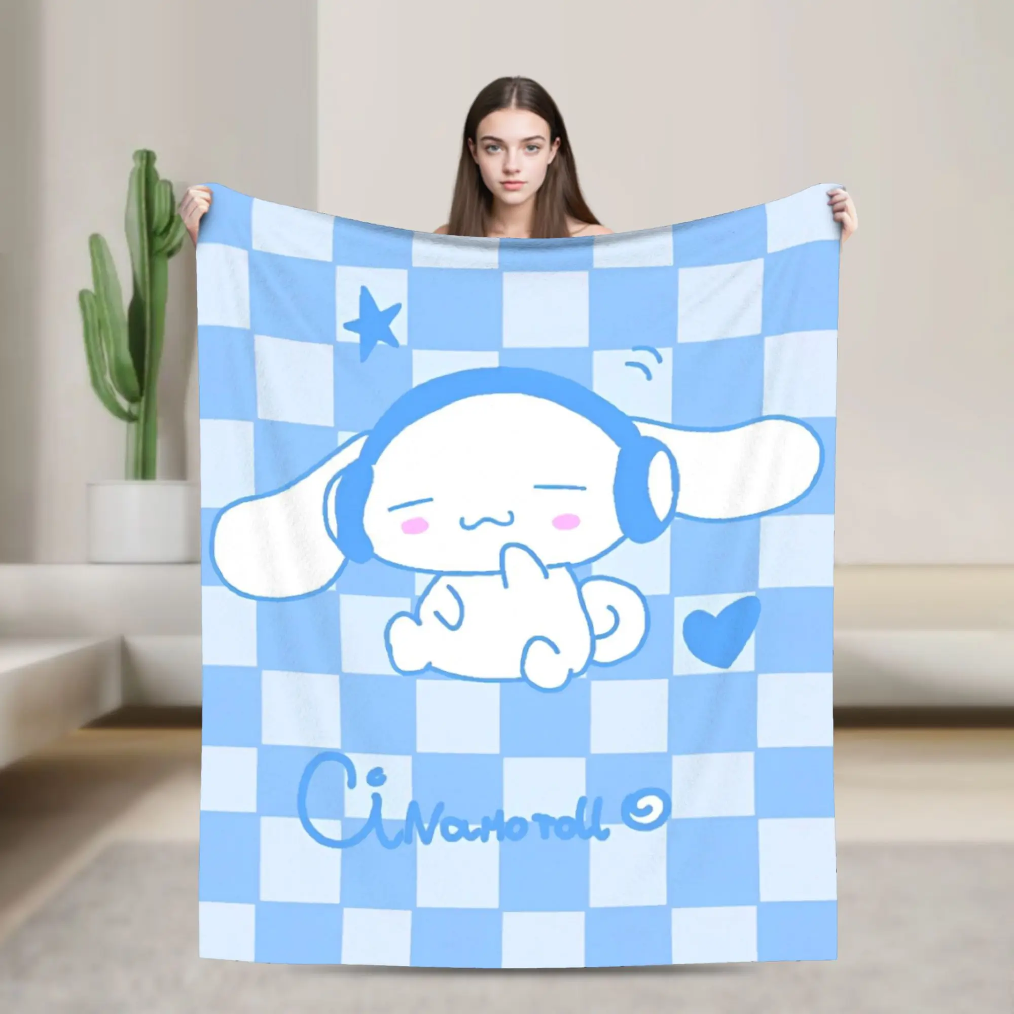 

Милое фланелевое одеяло с рисунком Kawaii Cinnamoroll, потрясающие пледы для кровати, дивана, дивана, покрывало 200x150 см