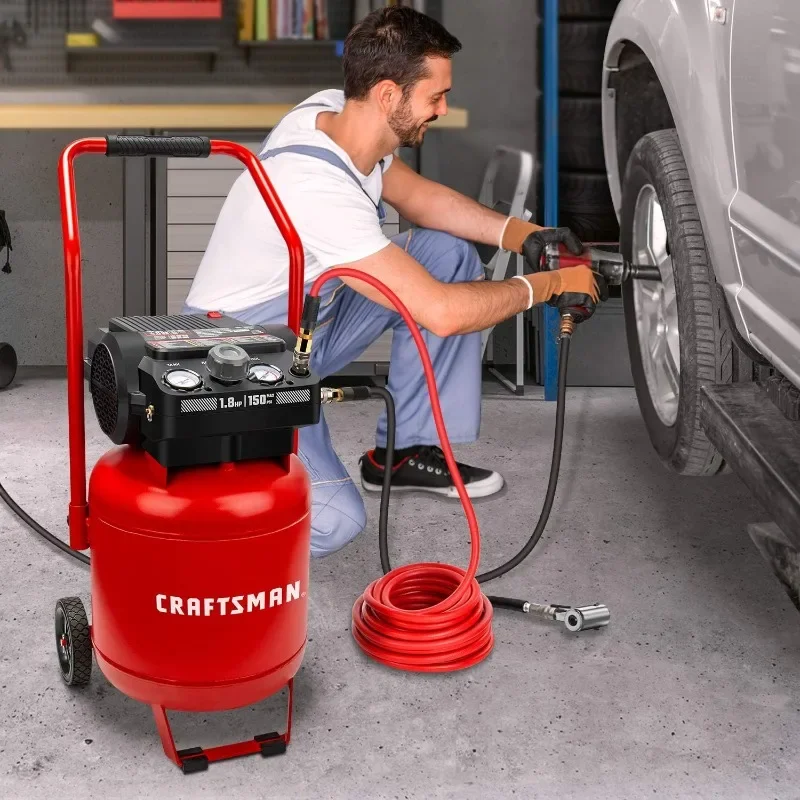 Craftsman Air Compressor, 10 Gallon Peak 1.8 Horsepower Oil-free Compressor, Max 150 PSI, Vertical Compressor Air Tools