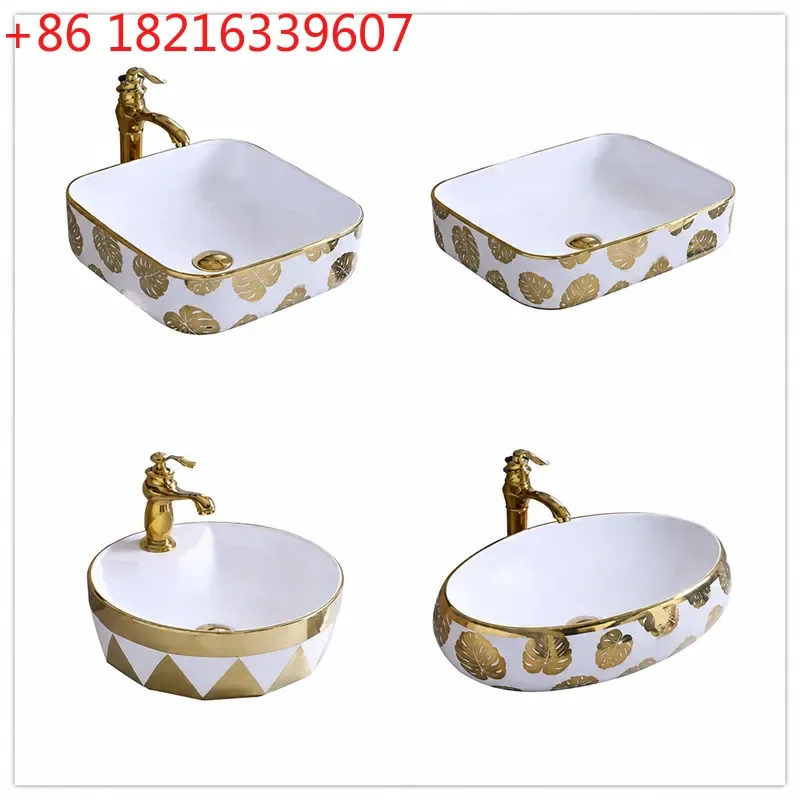 YAOHigh End Electroplating Washstand Light Luxury Bathroom Washbasin Square Round Basin for Bar KTV Club Home Decoration