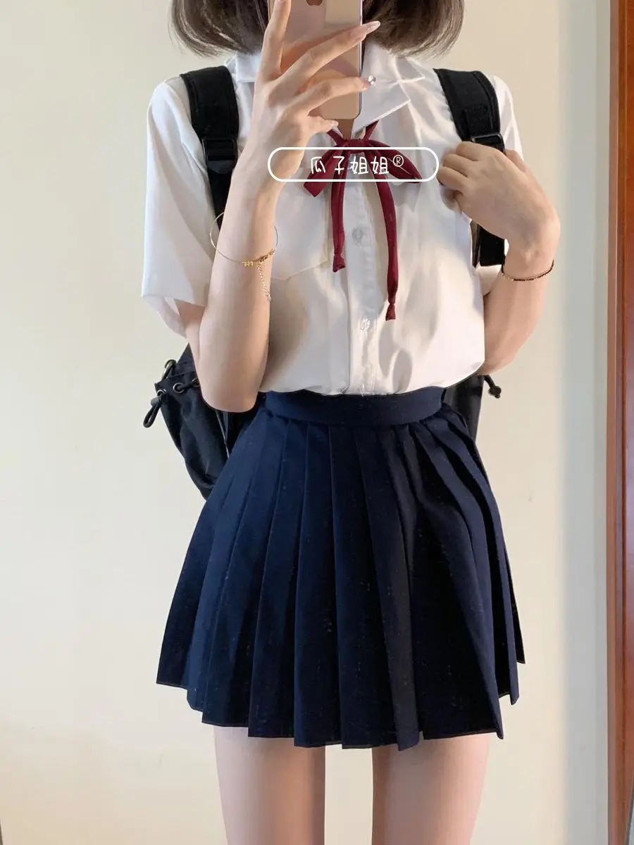 Japan Genuine College Style JK Uniform Suit Female Student Short-Sleeved Shirt School Supply Sense Versatile Shirt Pleated Skirt