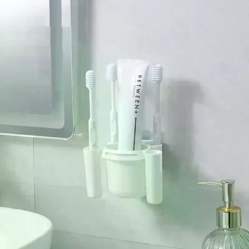 Toothbrush Holder Toothbrush Cup Small Self-Adhesive Storage Box For Home Bathroom Kitchen Wall-Mounted